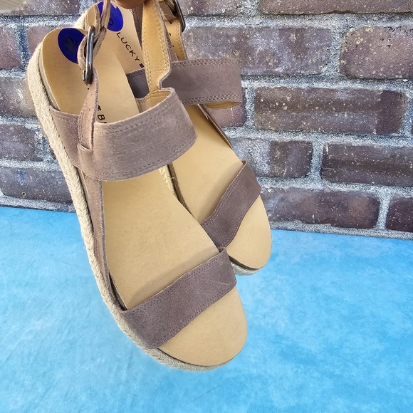 NWOT Lucky Brand Gadine Espadrillles Straps Sandals genuine leather brown Sz 8.5 - Picture 2 of 13
